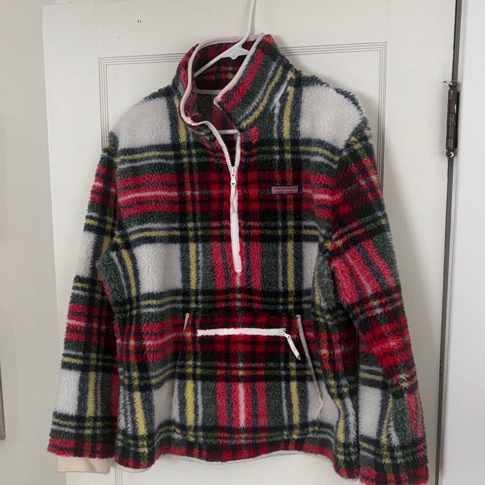 Vineyard Vines Plaid Half Zip Fleece Pullover